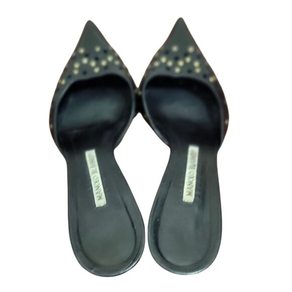 Manolo Blahnik Leather Lasercut Accents Mules Women's Size EU40| US 9.5 - Picture 6 of 14
